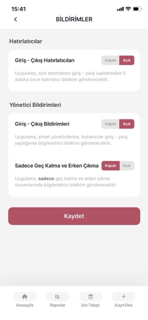 Geç Kalma ve Erken Çıkma Anlık Bildirimleri