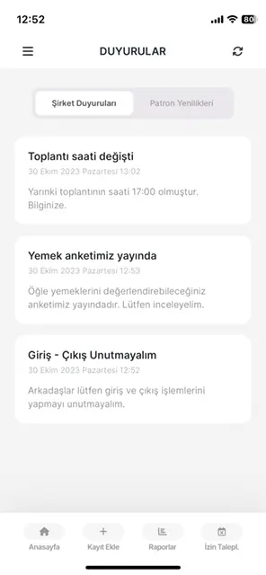 Anlık Duyuru ve Duyurular Ekranı - 02